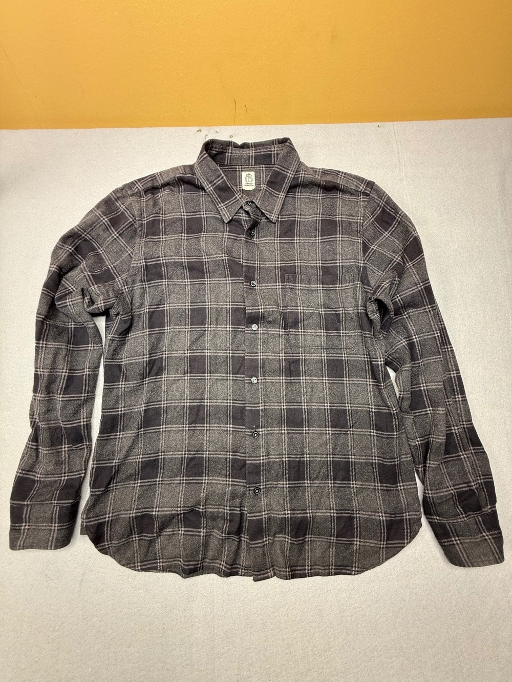 Hiroshi Kato Brushed Midnight Plaid Flannel Shirt Men XL
